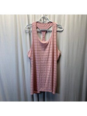 Pink Striped Racerback Tank Top Size XL Athletic Wear Sleeveless Casual